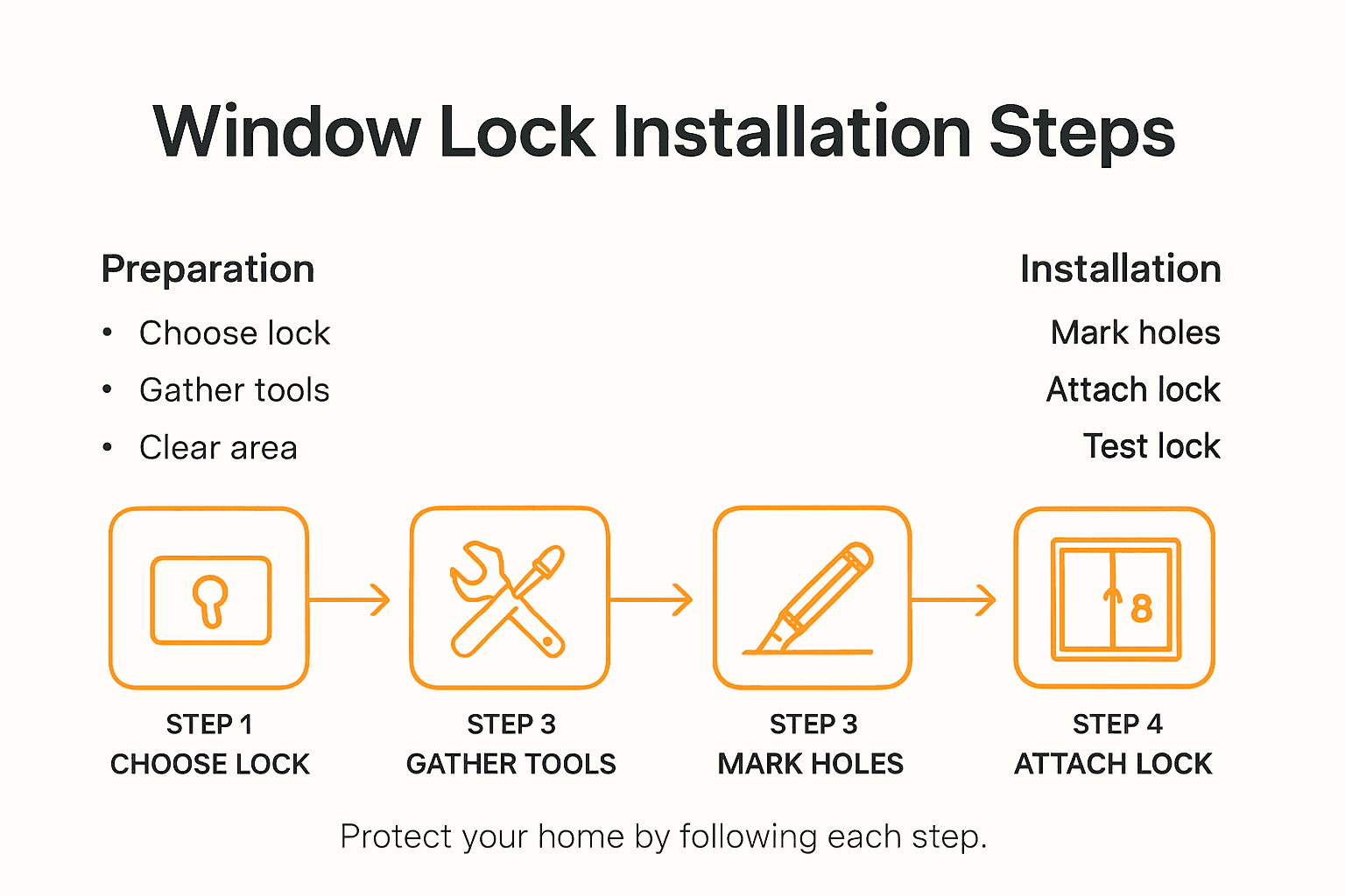 Infographic of window lock workflow steps
