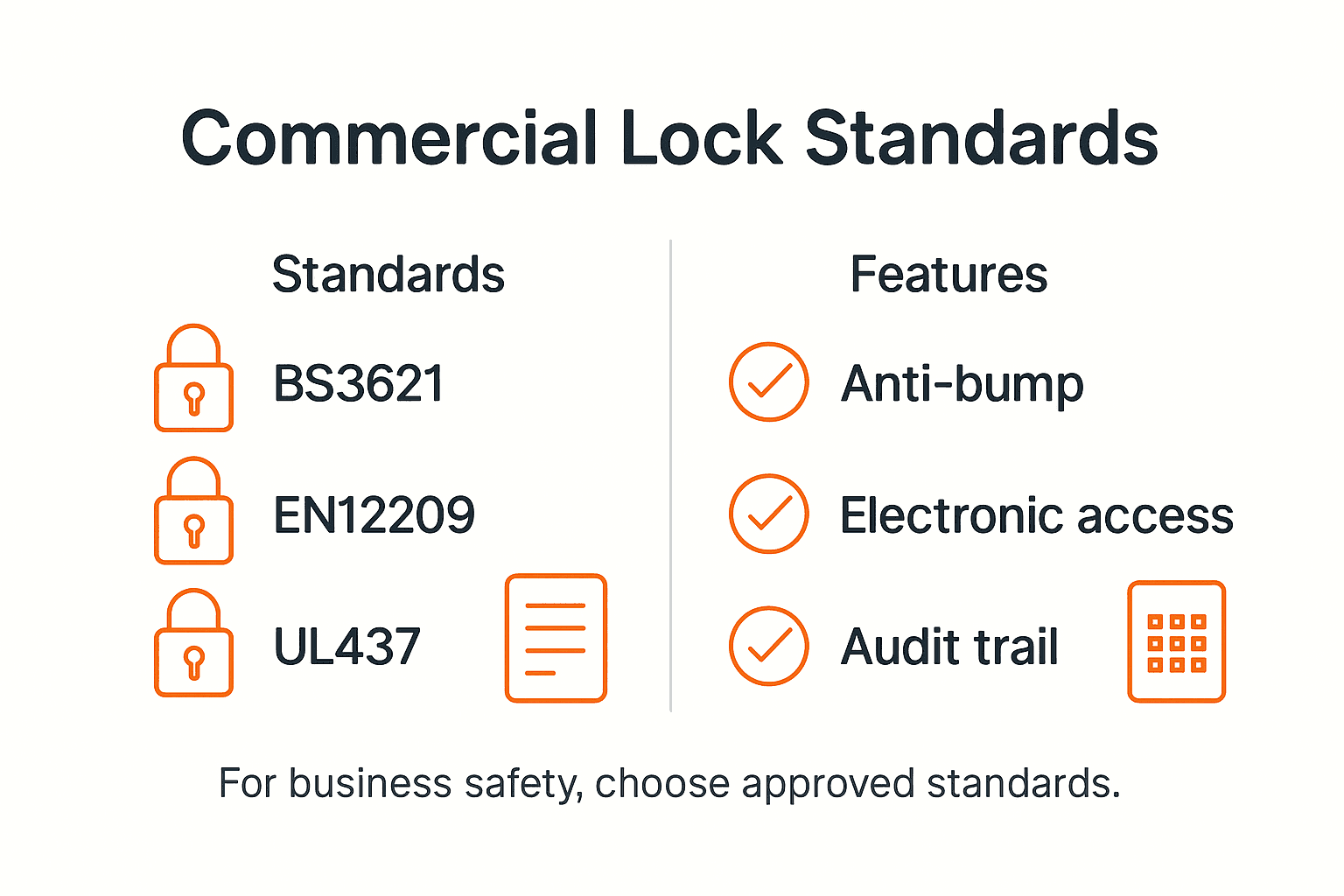 Infographic overview of commercial lock standards