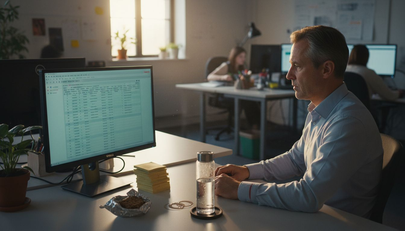 Marketer reviewing spreadsheet for data analysis