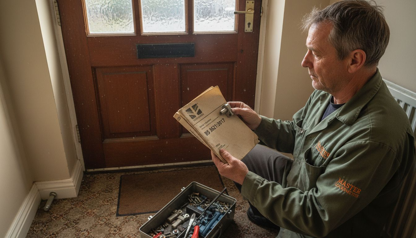 Locksmith holding certified lock and manual