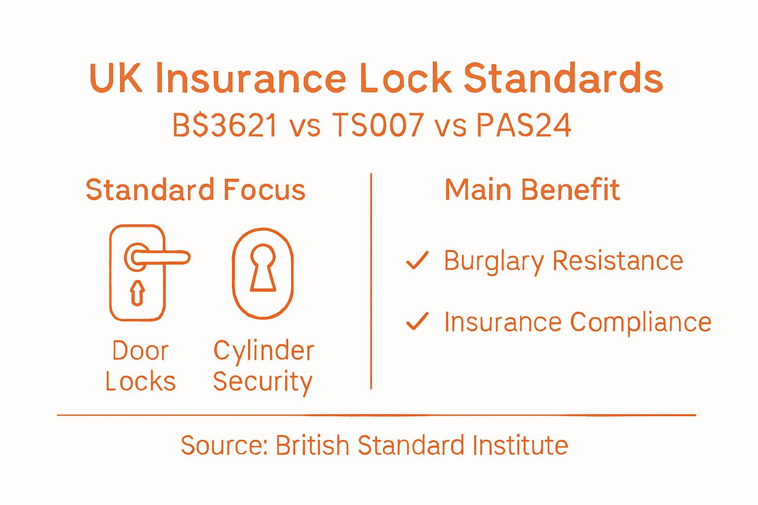 Infographic comparing UK lock standards