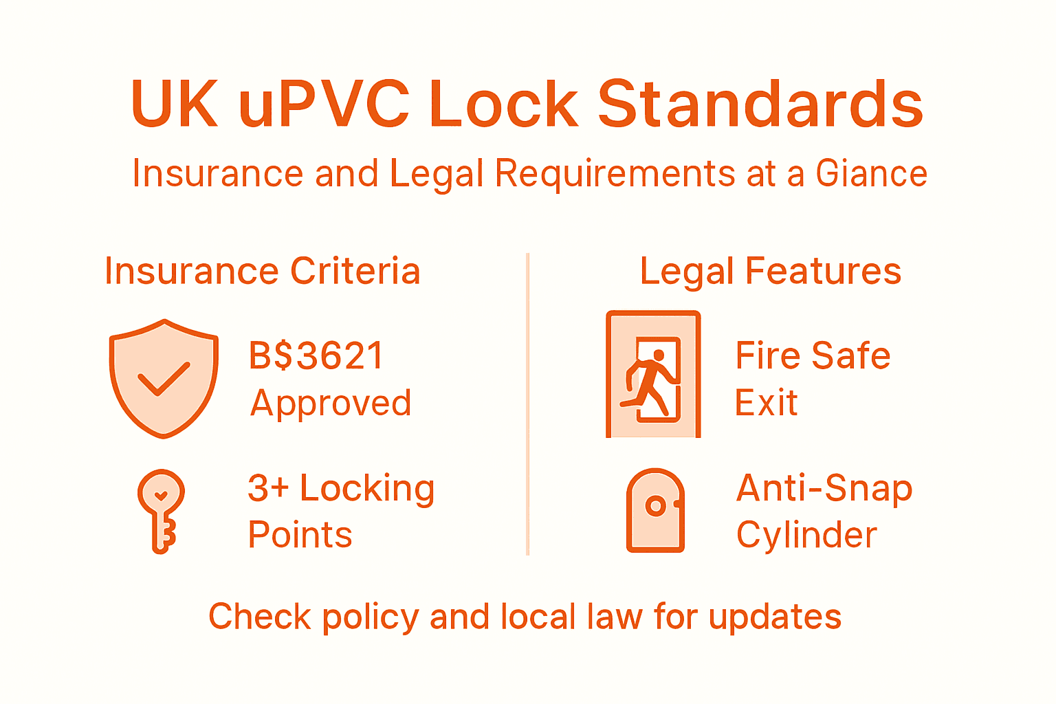 Infographic on UPVC lock insurance and legal rules