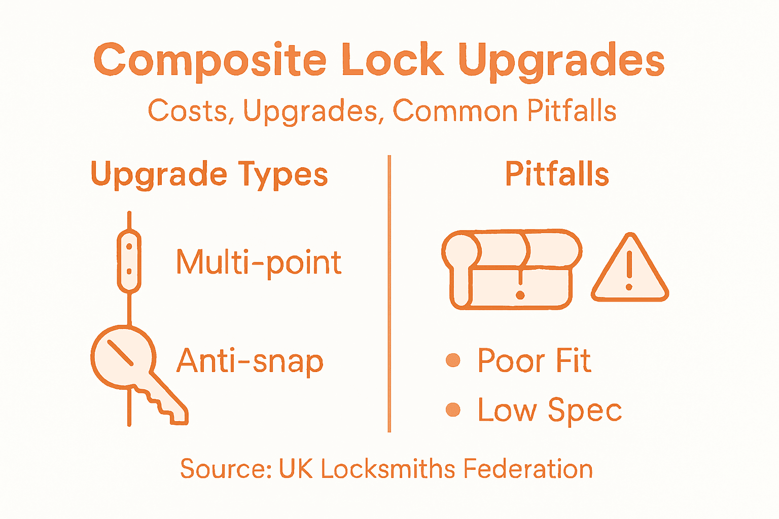 Infographic on composite door lock upgrades and pitfalls