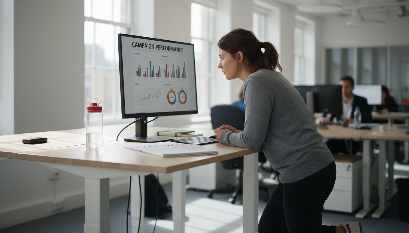 Marketer reviews Google PPC analytics data