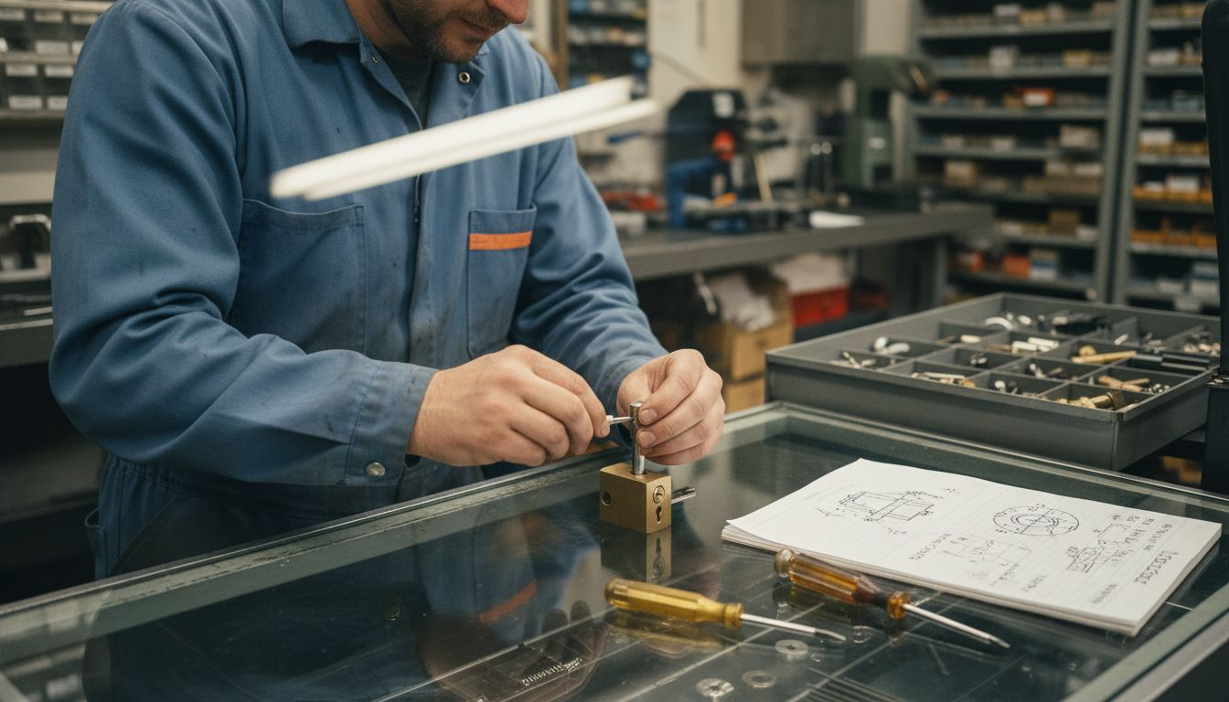 Locksmith demonstrates bump key on pin lock