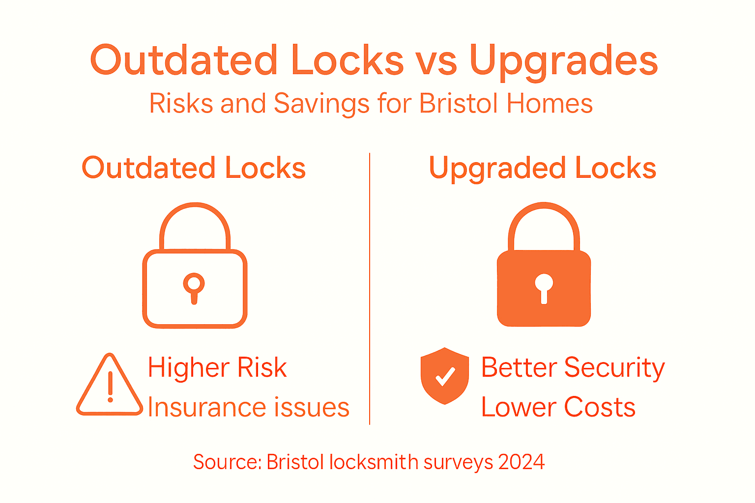 Infographic comparing outdated and upgraded lock risks