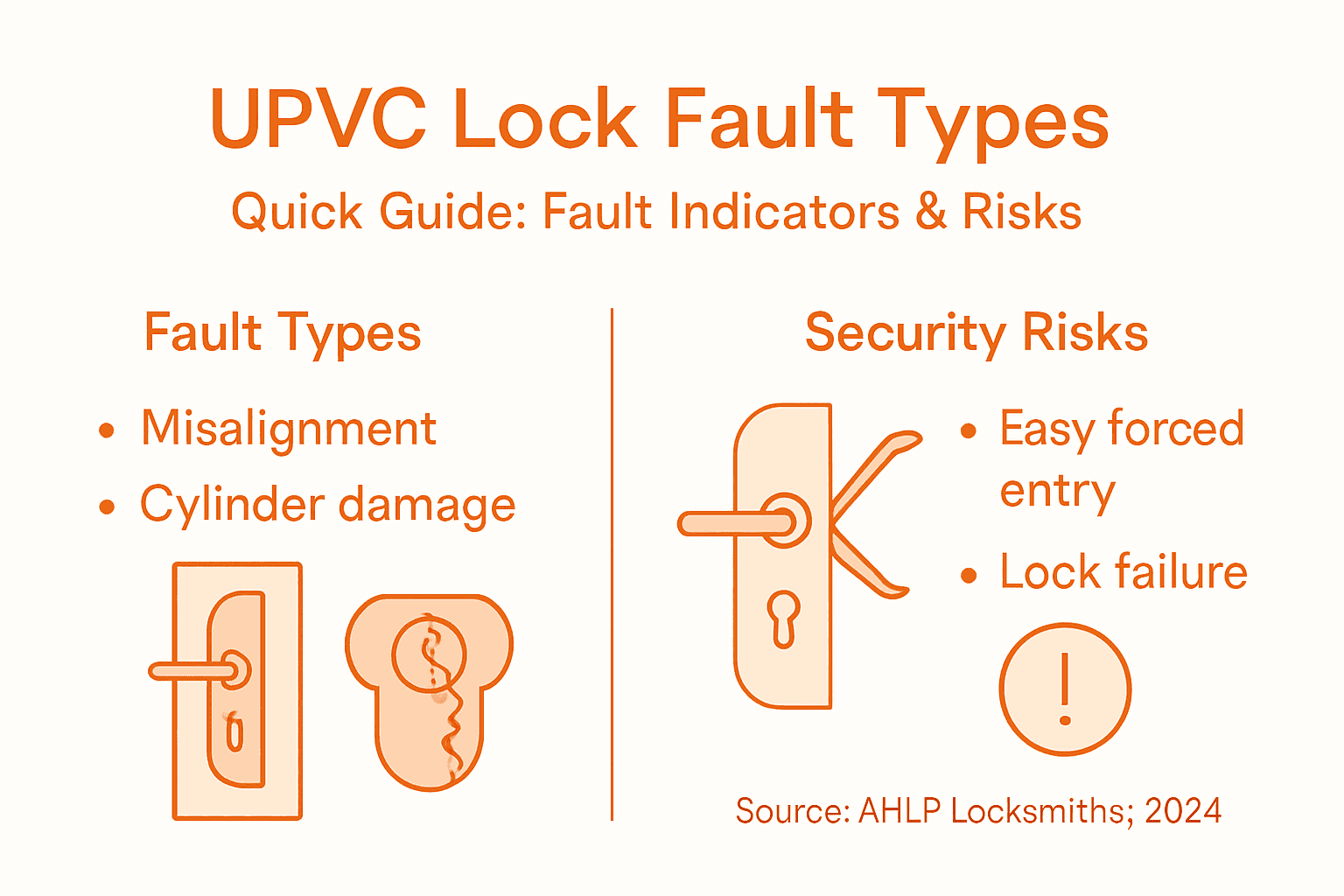 UPVC lock faults and risks infographic