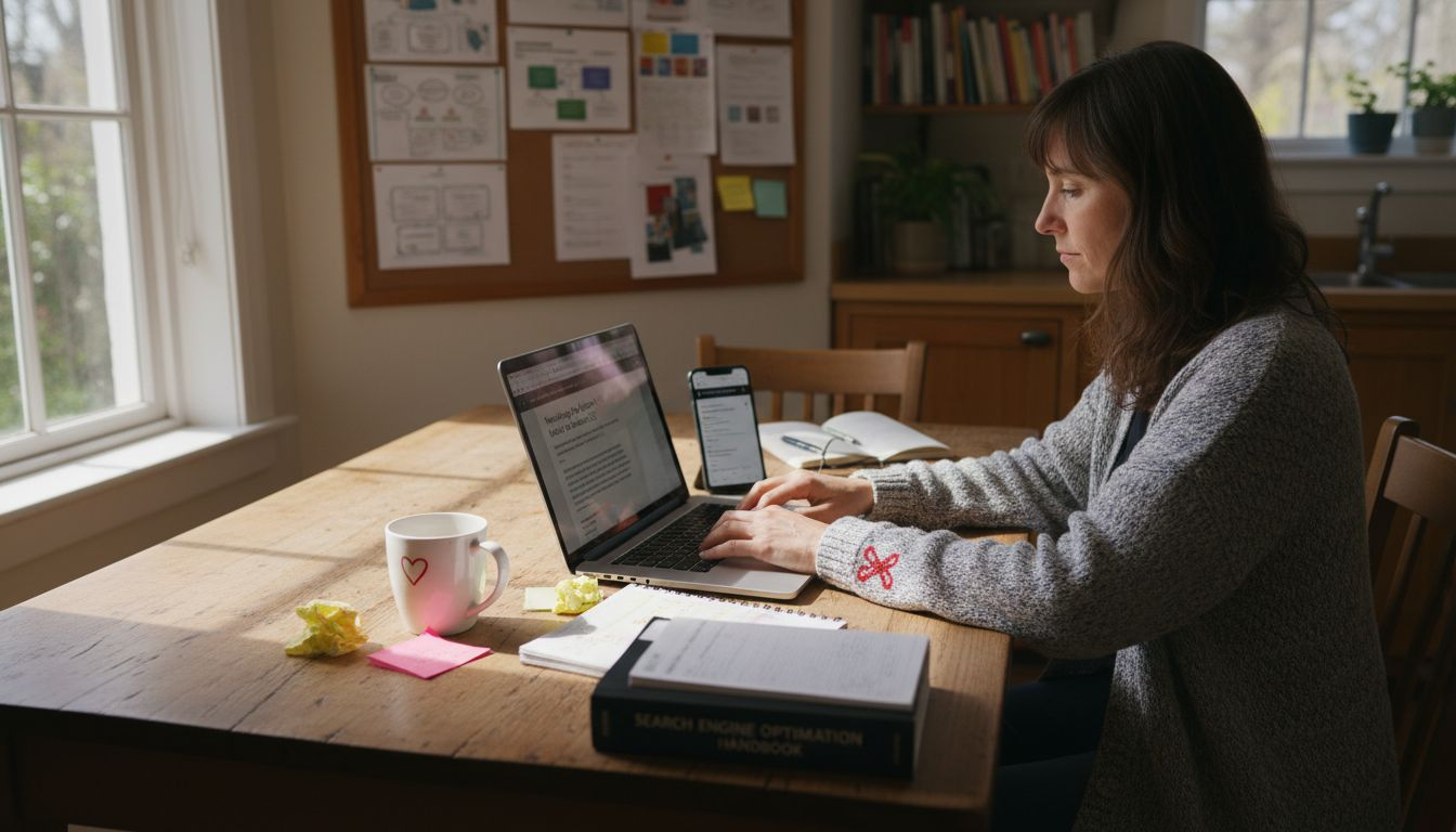 Copywriter working on SEO article draft