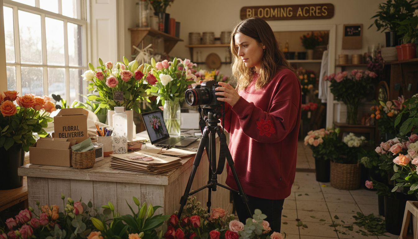 Woman taking photos for business profile