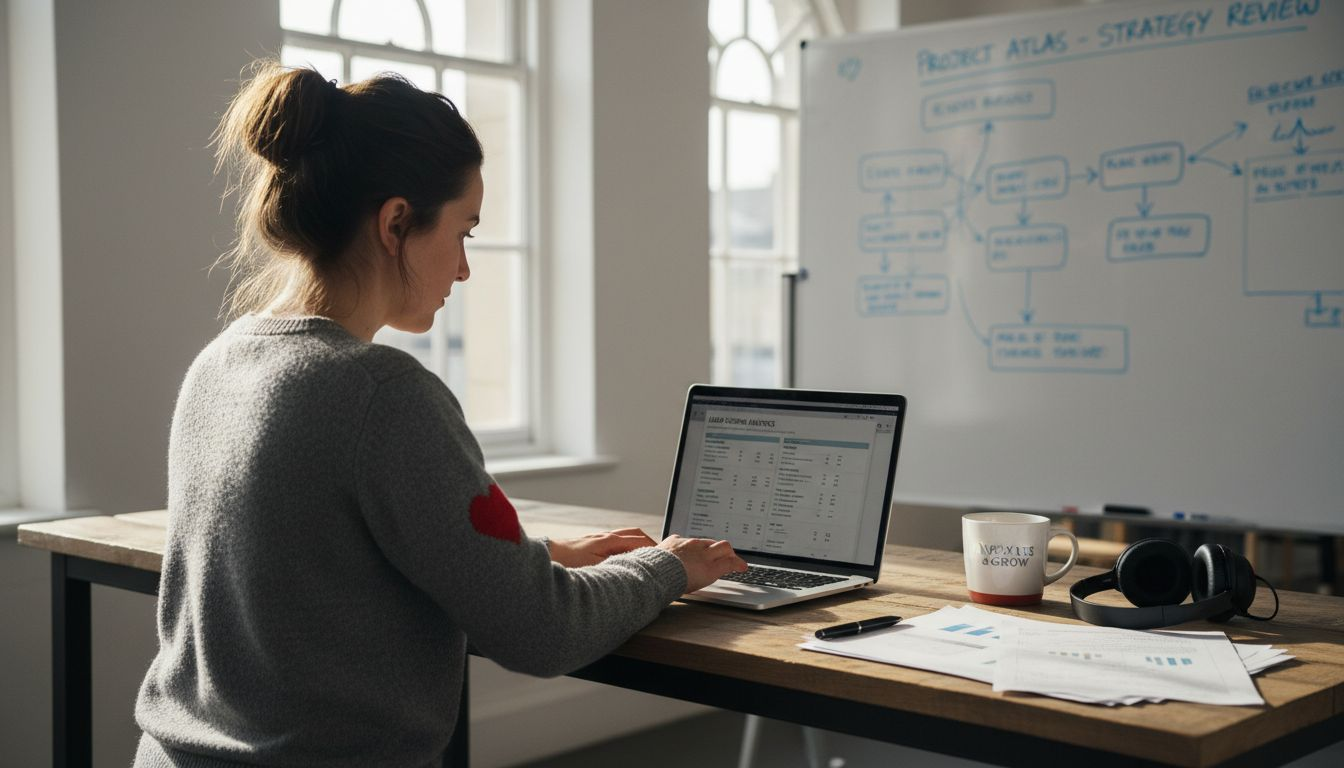 Staff member checks AI lead dashboard at desk