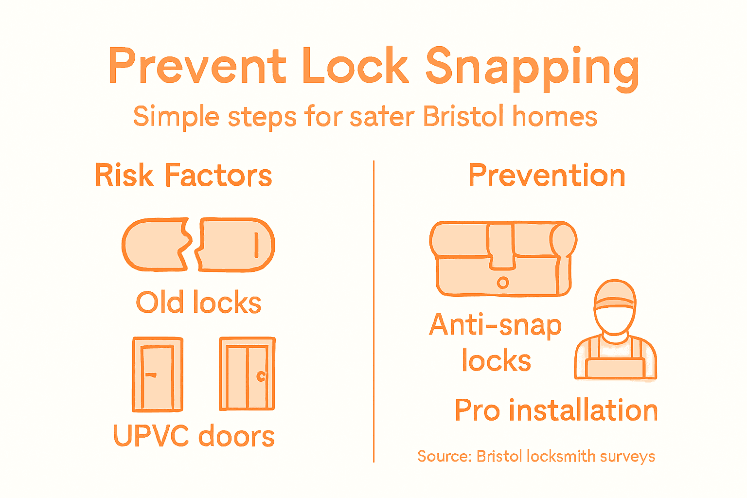 Lock snapping prevention tips and risk infographic