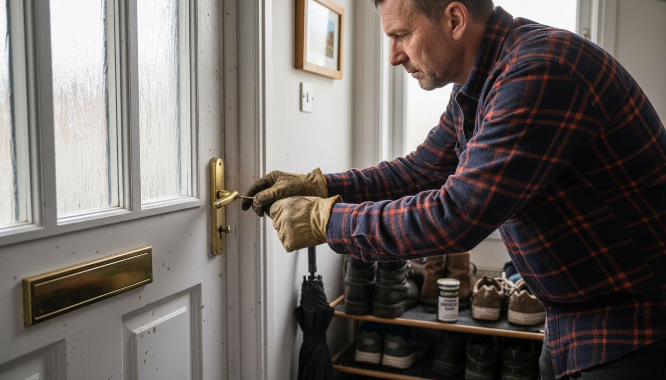 Testing key and cylinder movement on door