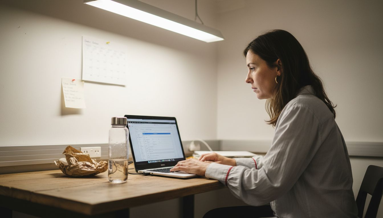 Manager using CRM automation at shared desk