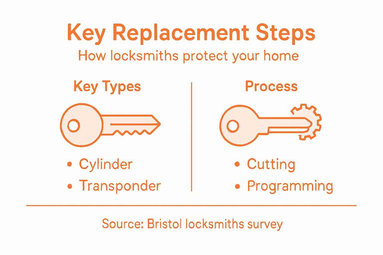 Infographic on key types and replacement steps