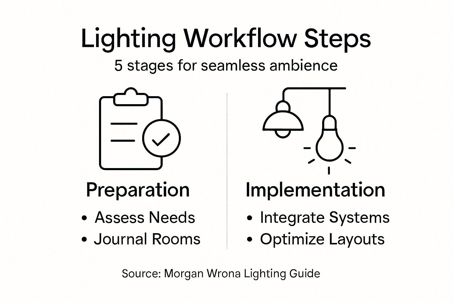 Infographic showing lighting workflow steps overview