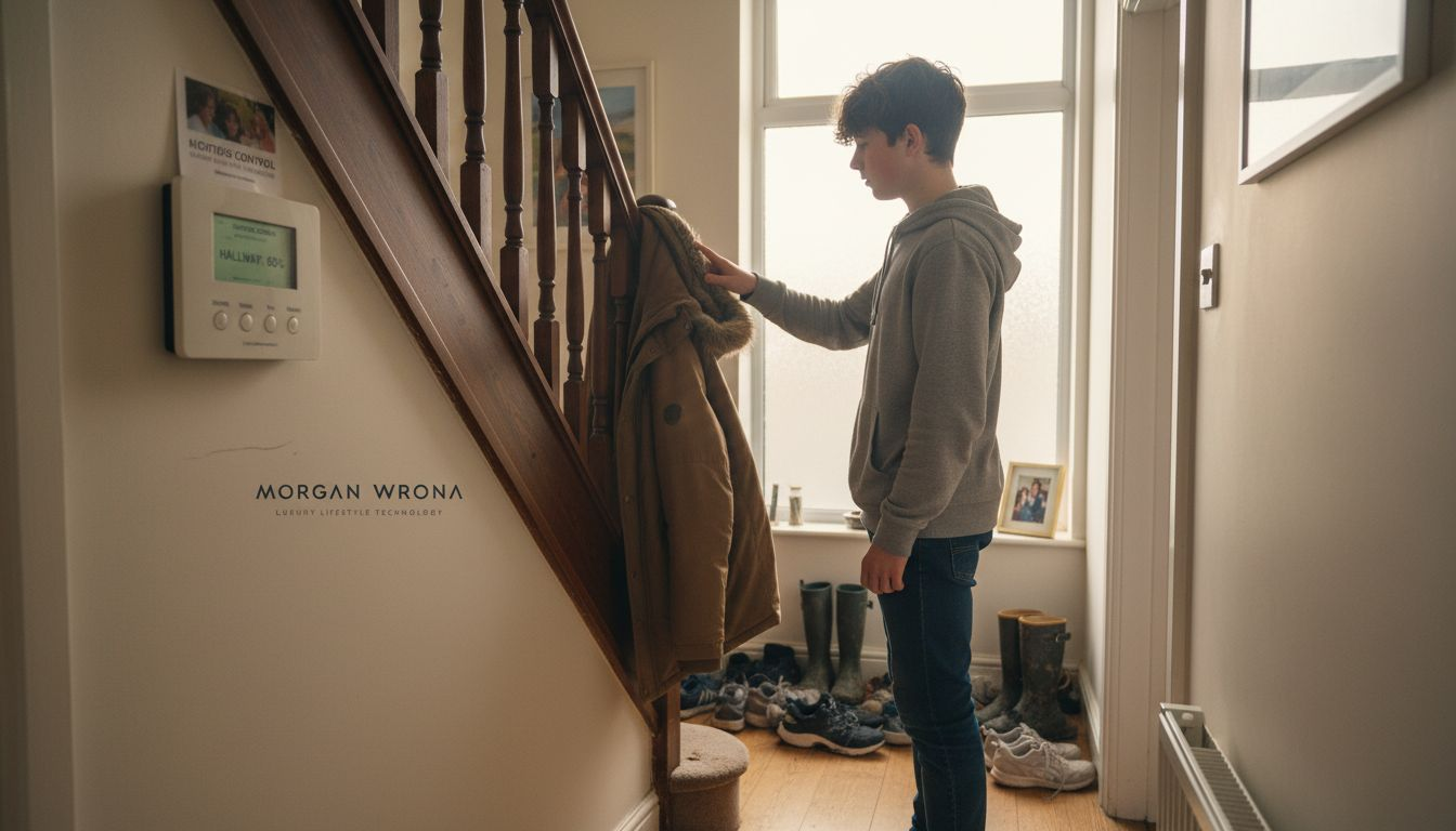 Teen adjusting smart lighting on panel