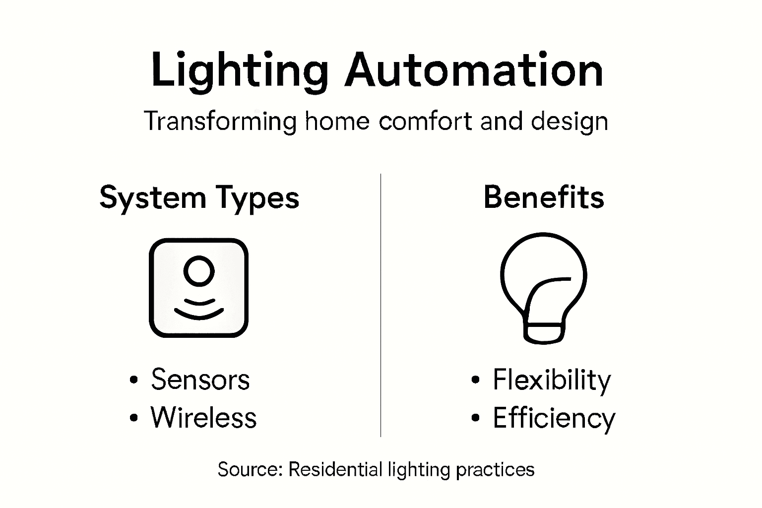 Infographic on lighting automation benefits and types