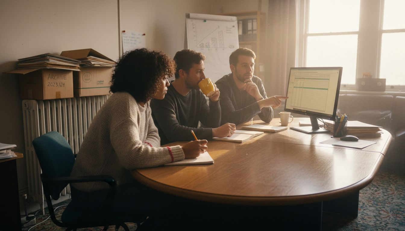 Team collaborating on CRM workflow in back office