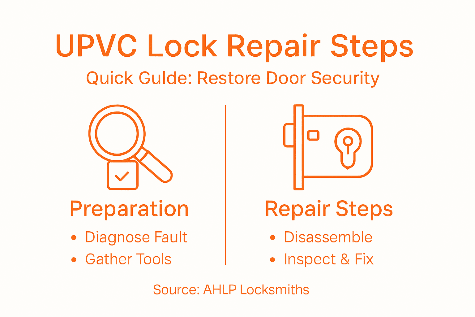 Infographic showing UPVC lock repair step overview