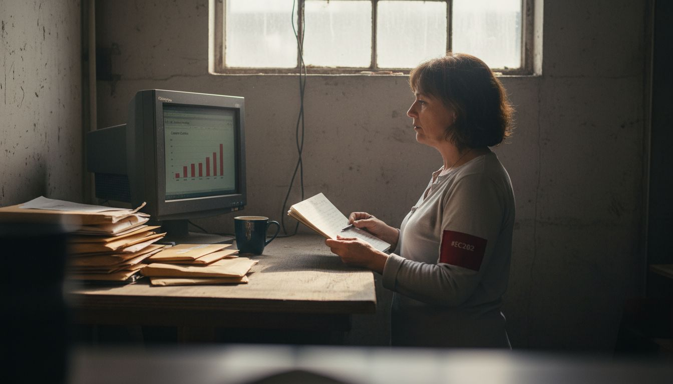 Business owner reviewing website analytics report