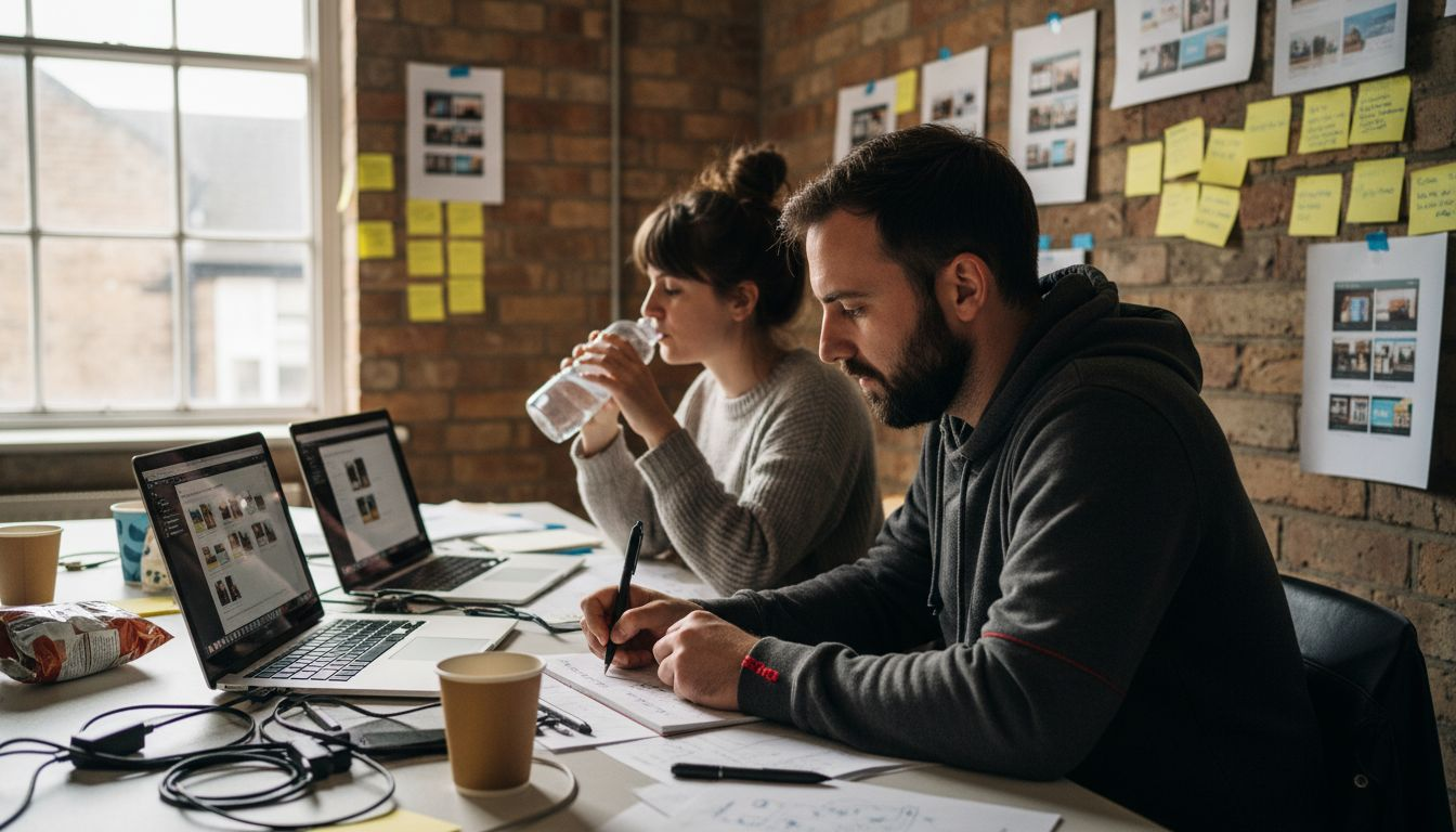 Creative team brainstorming ad variations