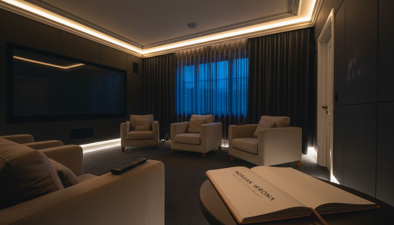 Warm LED accent highlights cinema architecture
