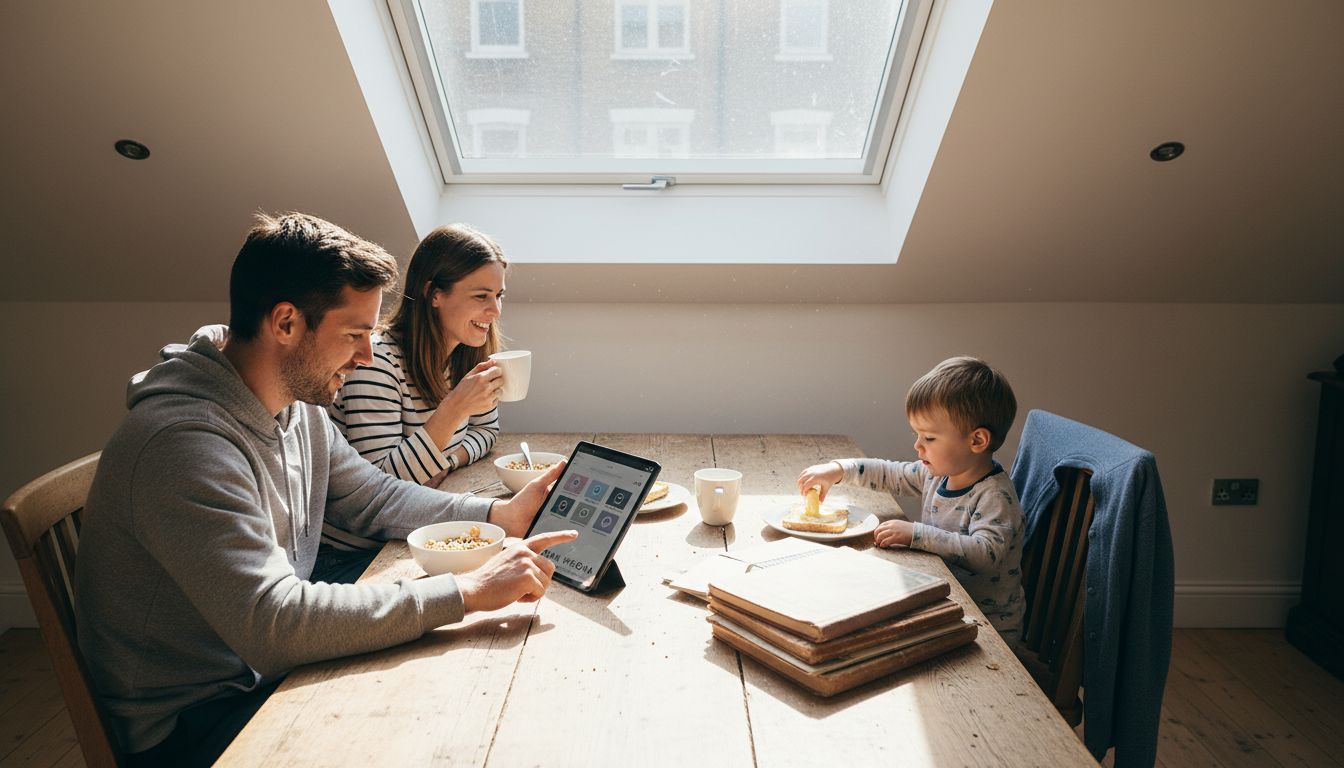 Family using daylight in London home
