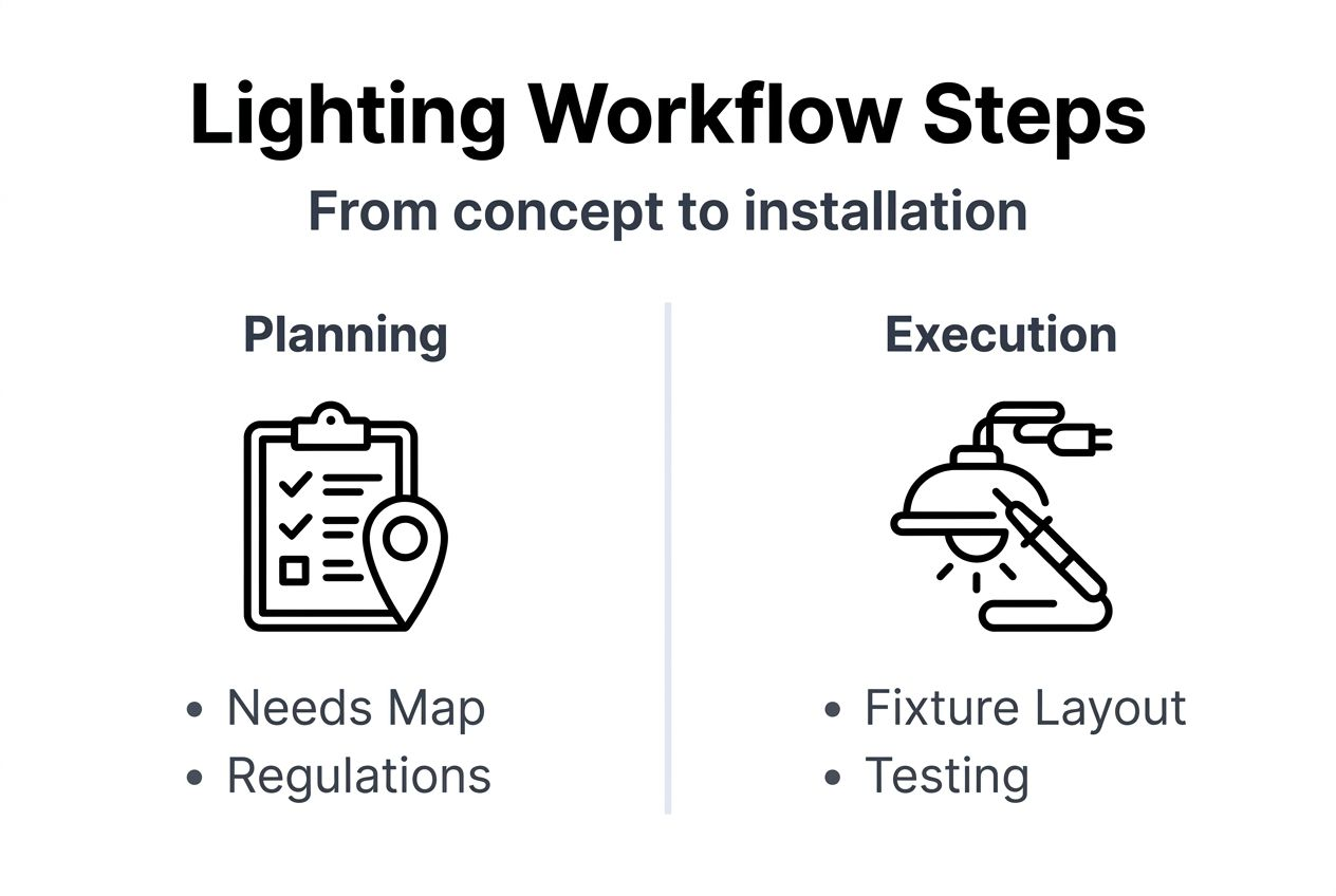 Infographic of UK home lighting workflow steps