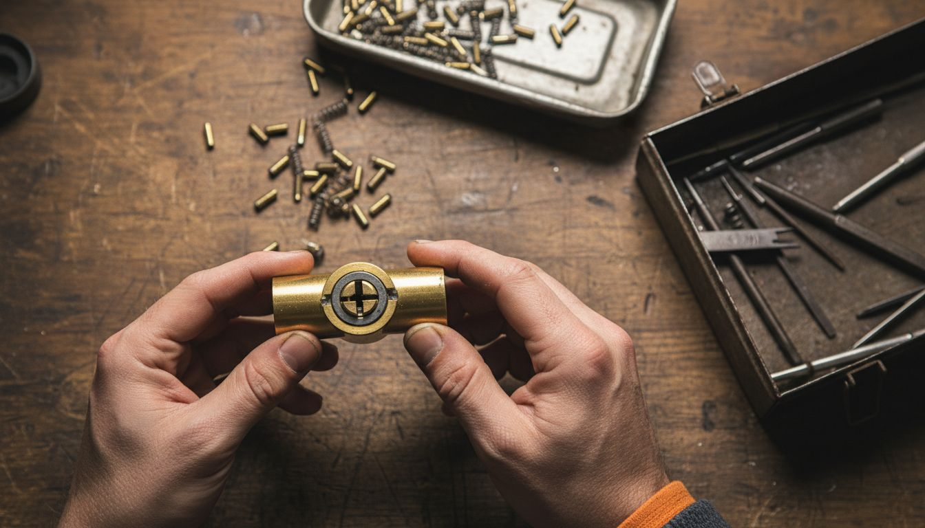 Closeup of locksmith working on lock cylinder