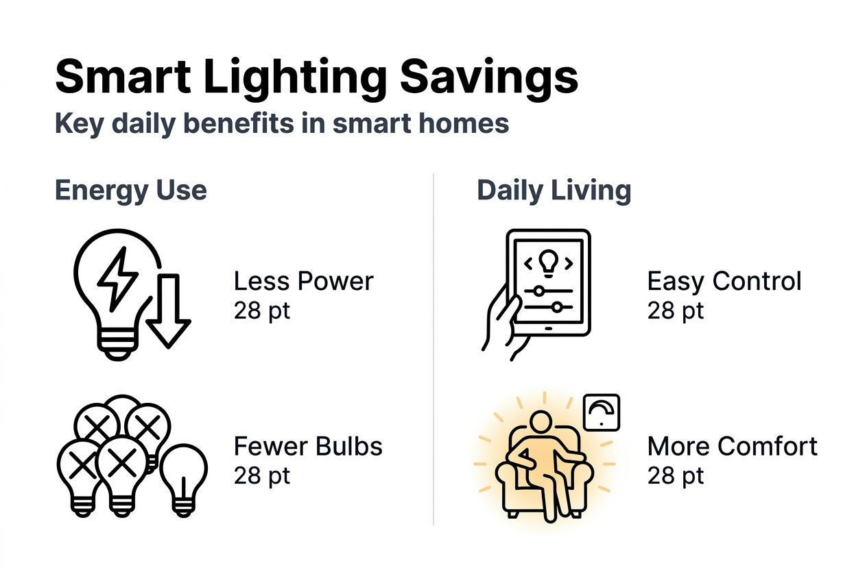 Infographic on smart lighting savings and comfort