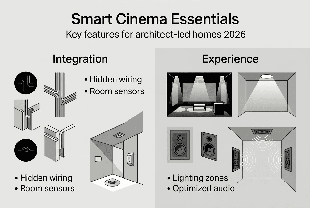 Infographic showing smart cinema system features