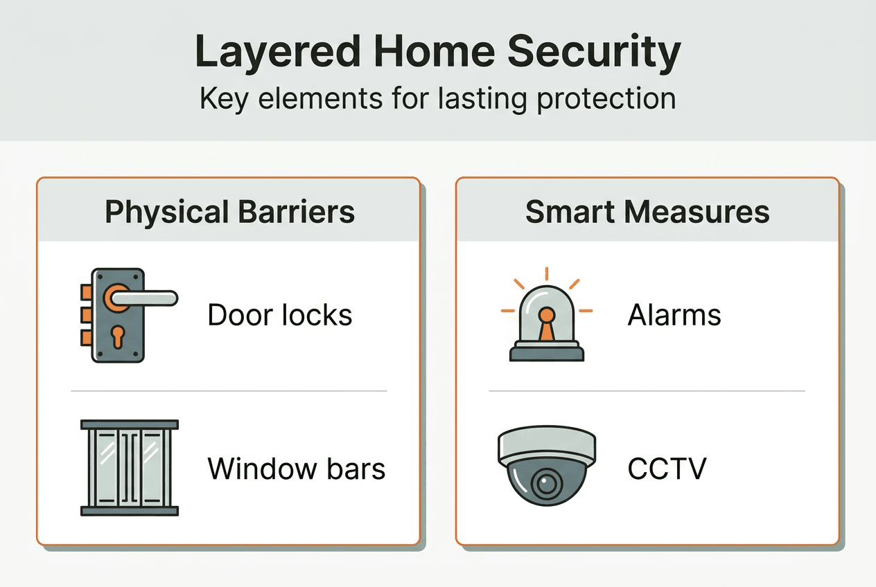 Infographic shows layered home security principles
