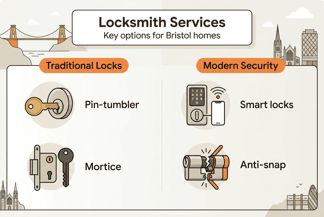 Infographic comparing home locksmith service types
