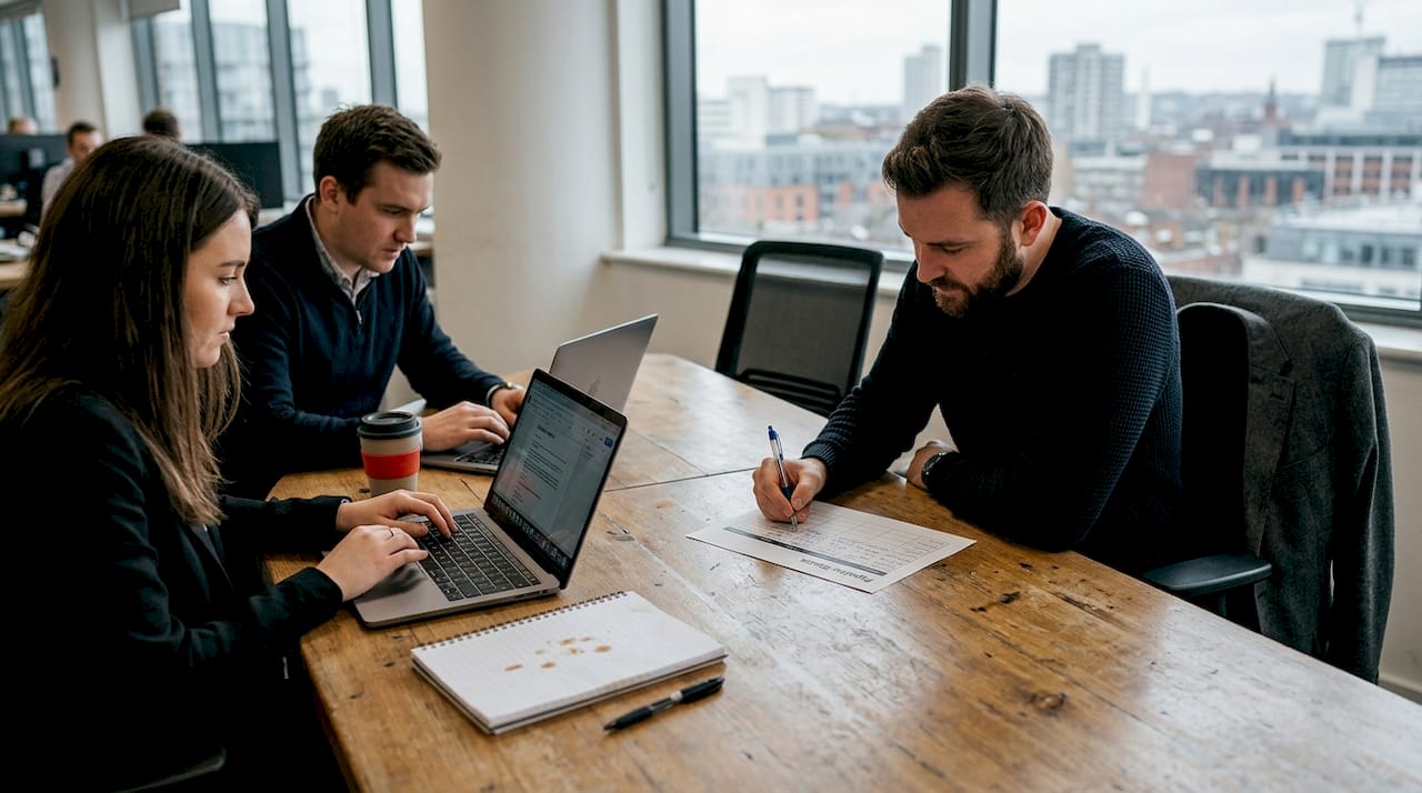 Sales team working on pipeline management