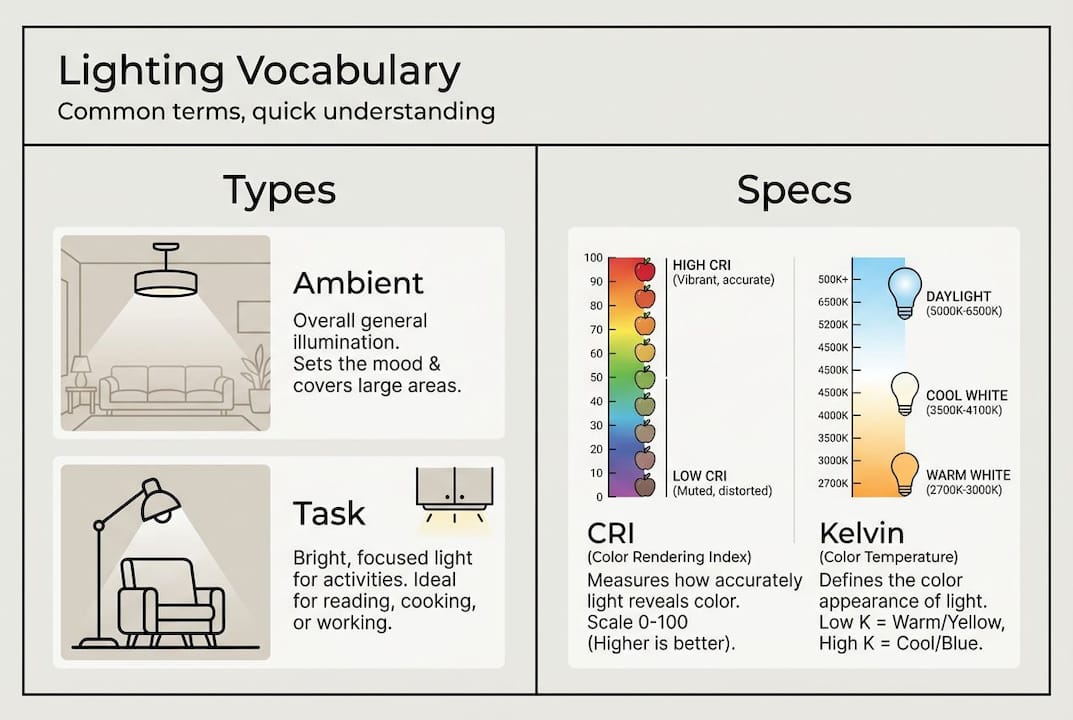 Infographic for lighting terminology overview