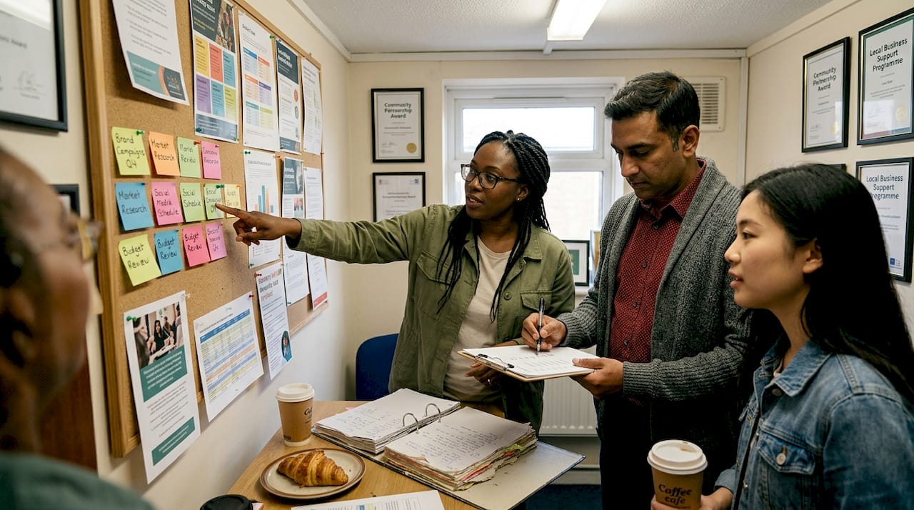 Team planning brand visibility strategy