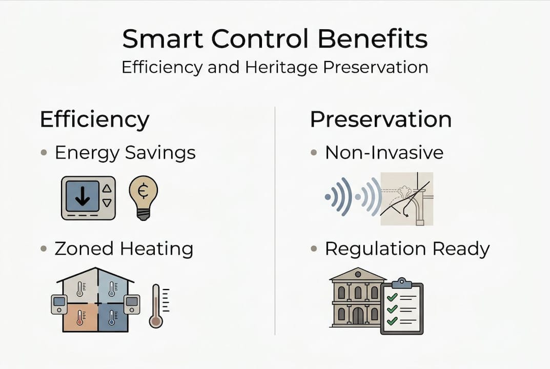 Infographic showing smart control system benefits