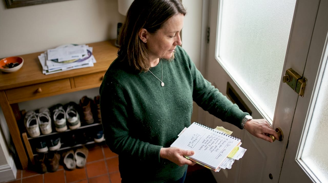 Homeowner doing security checklist audit