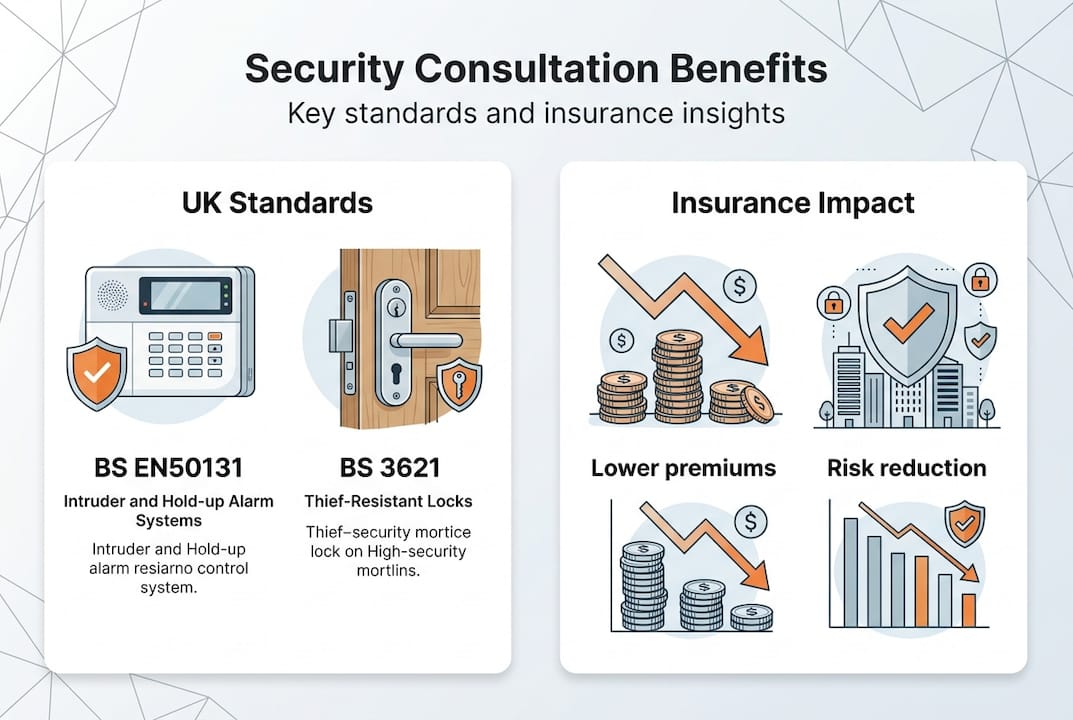 Infographic showing security standards and benefits