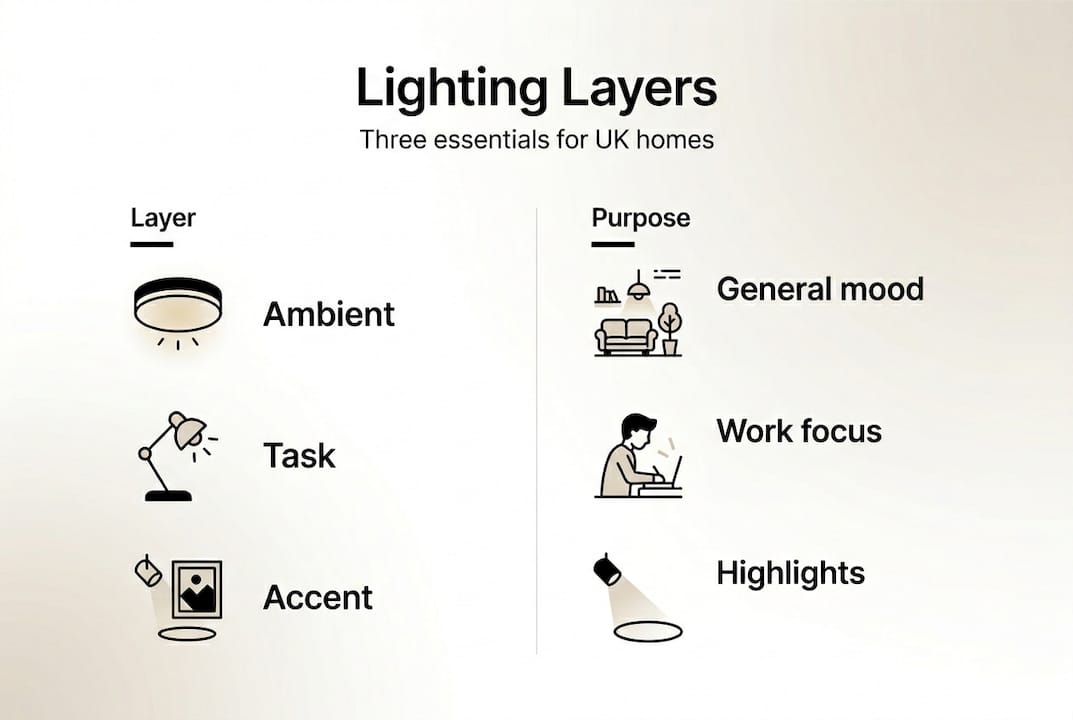 Infographic on three home lighting layers