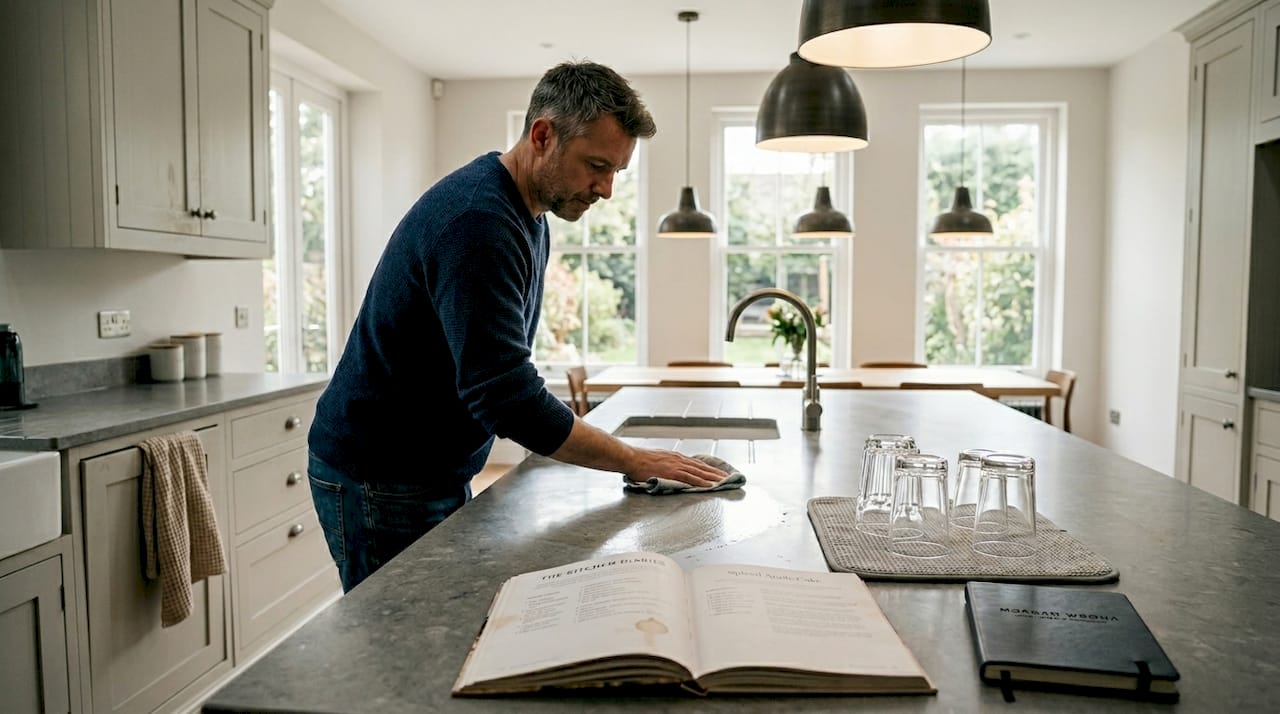 Pendant lighting over UK kitchen island
