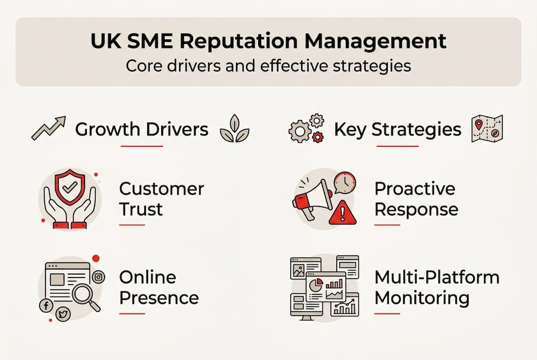 Infographic showing drivers and strategies for UK SME reputation