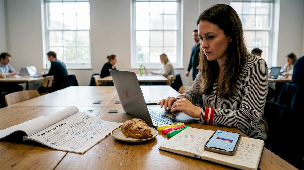 Marketing manager refining Google Ads search keywords