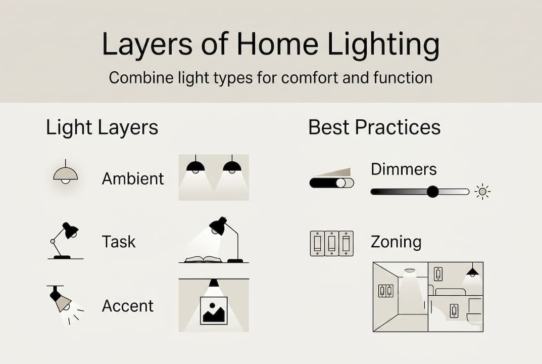 Infographic on layers and best practices of lighting