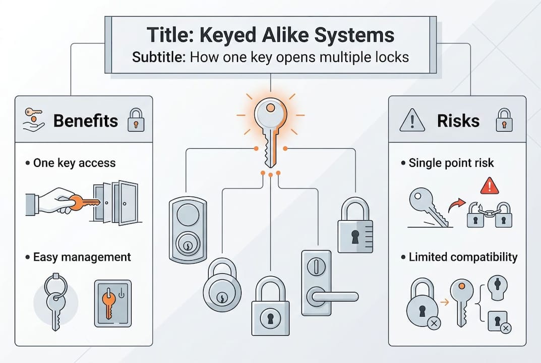Infographic showing keyed alike benefits and risks