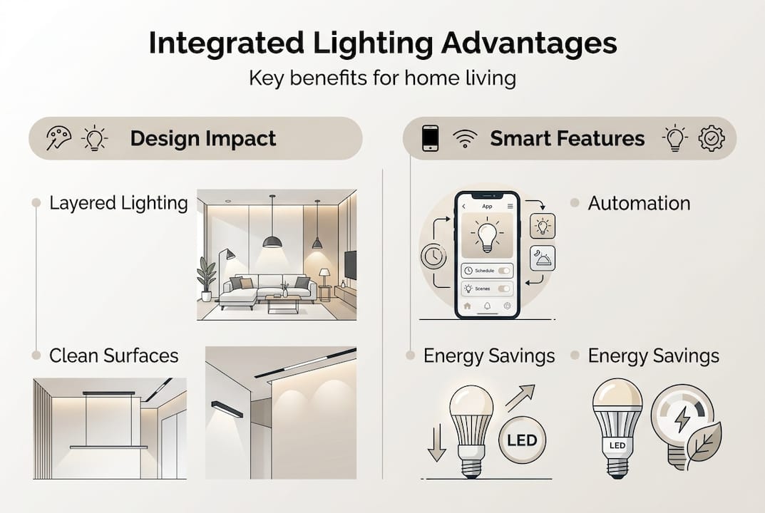 Infographic on integrated lighting advantages