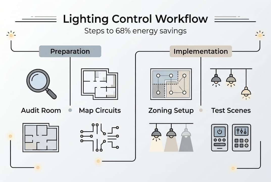 Infographic of lighting control workflow steps