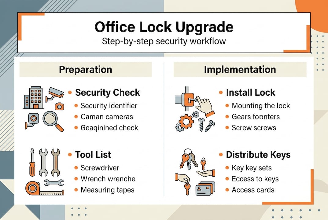Infographic office lock upgrade workflow steps
