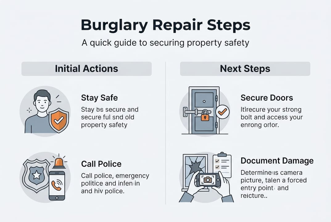 Infographic of burglary repair process steps