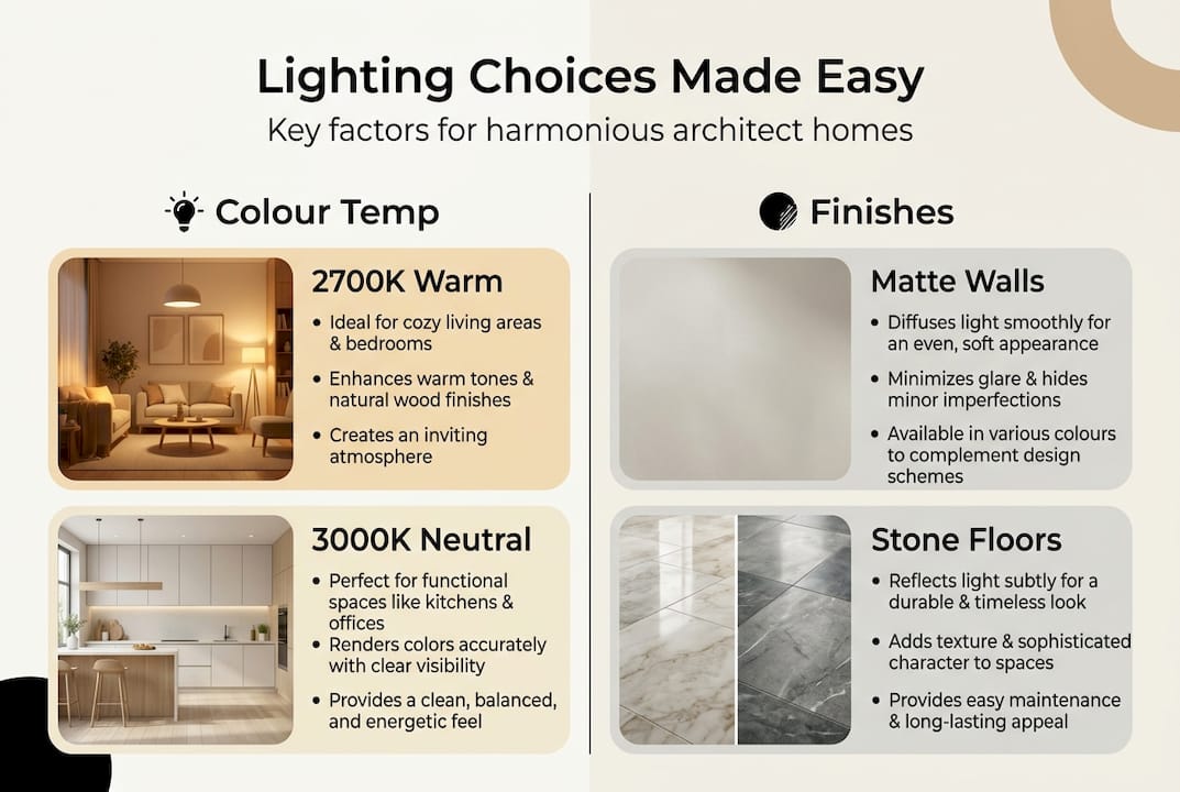 Infographic about lighting temperature and finishes
